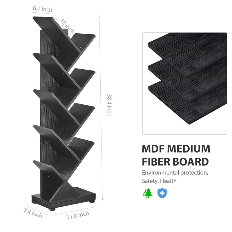 9 Tier Tree Bookshelf, Black