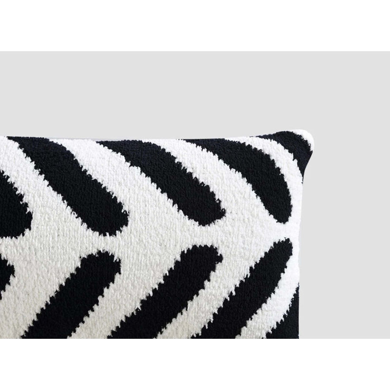 Tulum Lumbar Pillow Cover & Insert, Black/Off White Geometric