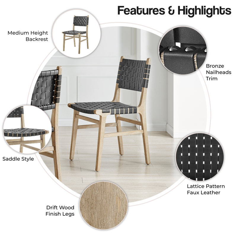 Brazier 19'' H Solid Wood Side Chair, Black/Drift Wood