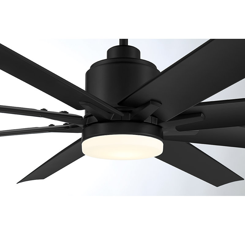 Studley 72" 8 - Blade Outdoor LED Standard Ceiling Fan with Remote Control and Light Kit Included, Black
