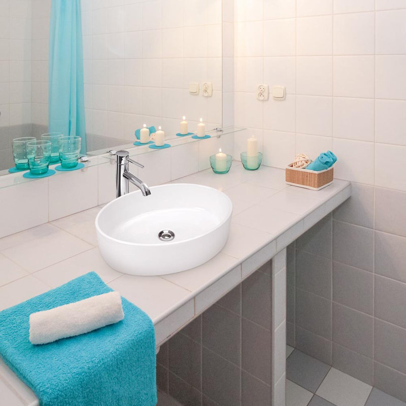 Lavabo de salle de bain vasque ovale blanc