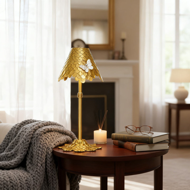 Lampe de table rechargeable sans fil avec accent papillon magnétique, 3 lumières DEL à intensité variable de température de couleur, lampe tactile sans fil portable pour la décoration intérieure et les cadeaux