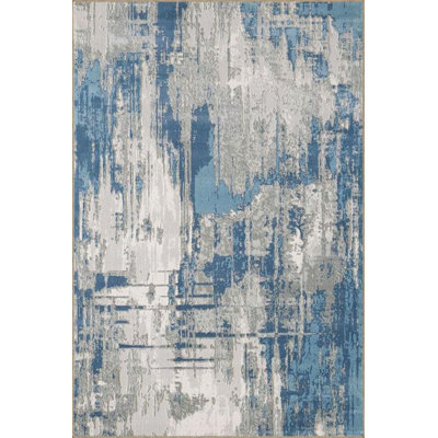 Tapis décoratif bleu pastel lavable à la machine