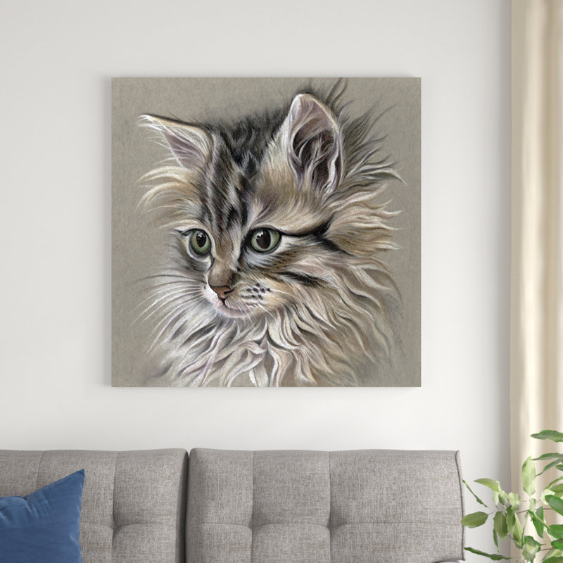Portrait de chaton I, H 36 po x l 36 po, Non, Toile tendue