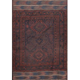 Antique Bold Tribal Geometric Baluch Afghan Rug