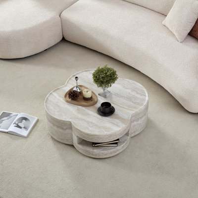 Table basse ronde en faux marbre 31,5 po Clover