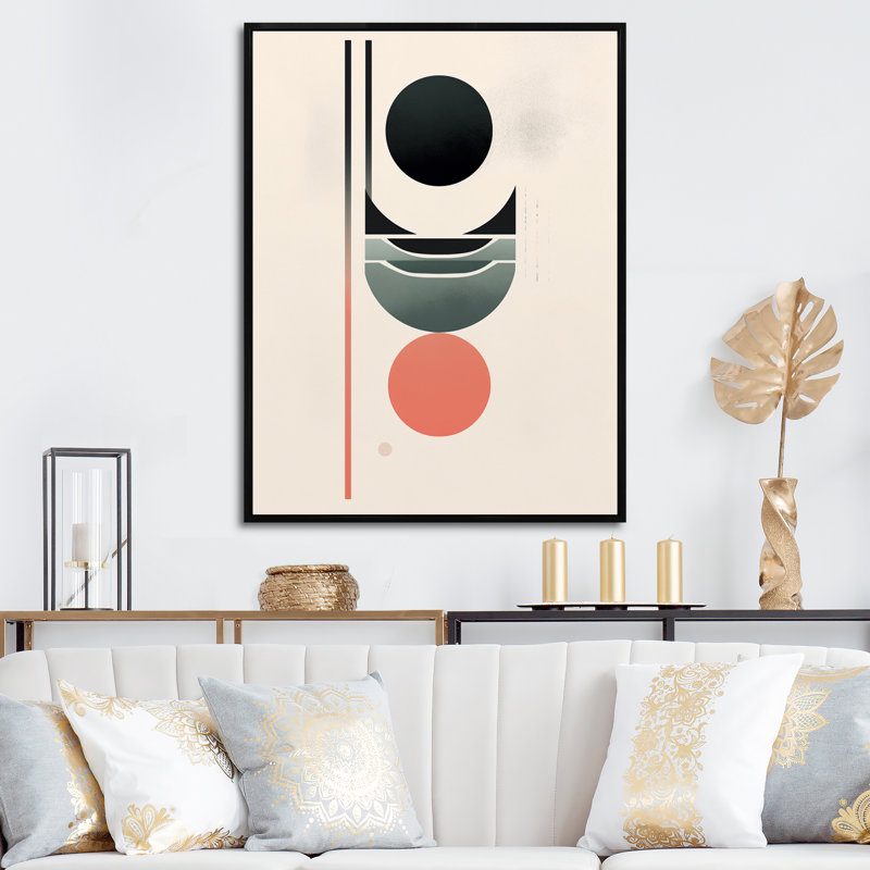 «Pure Lunar Imagination Geometric Minimalisme I», reproduction d'art sur toile transitionnelle, Cadre flottant noir