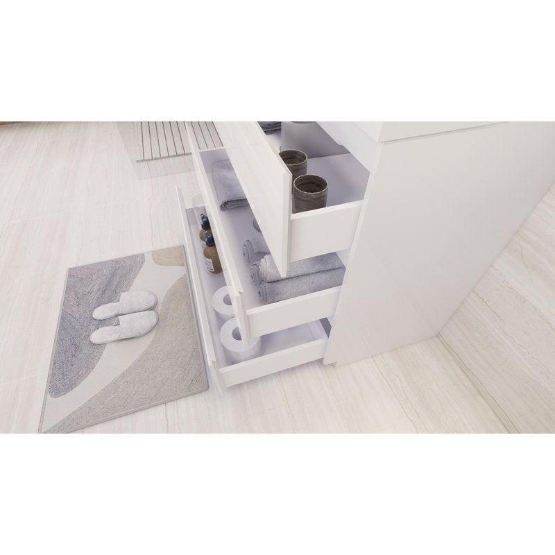 Ensemble de meuble-lavabo simple 36 po Dennes, Blanc ultrabrillant