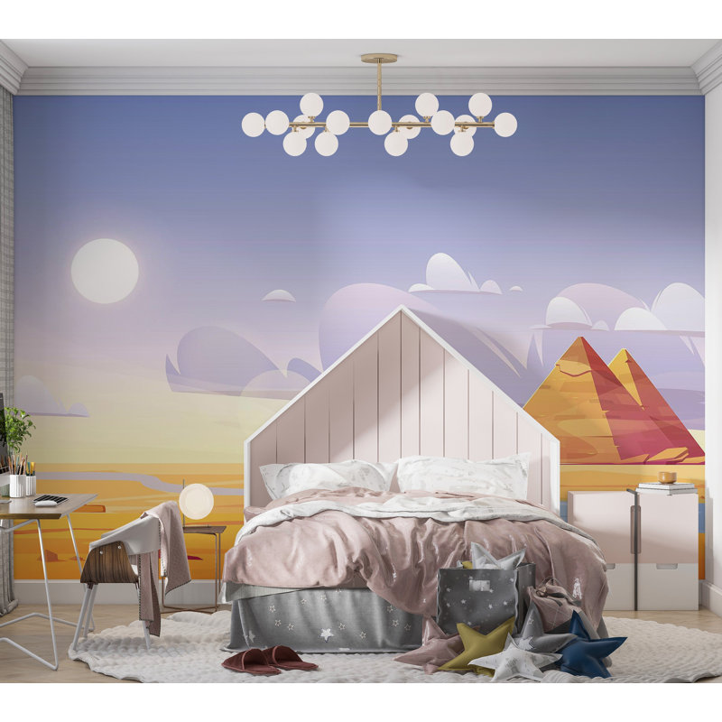 Murale pelez et collez de qualité supérieure - Pyramides du désert, L 108 po x l 150 po