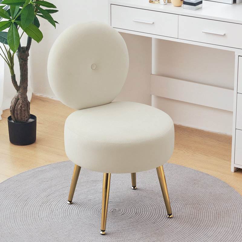 Chaise rembourrée en velours avec tabouret (ensemble de 2), Kaki