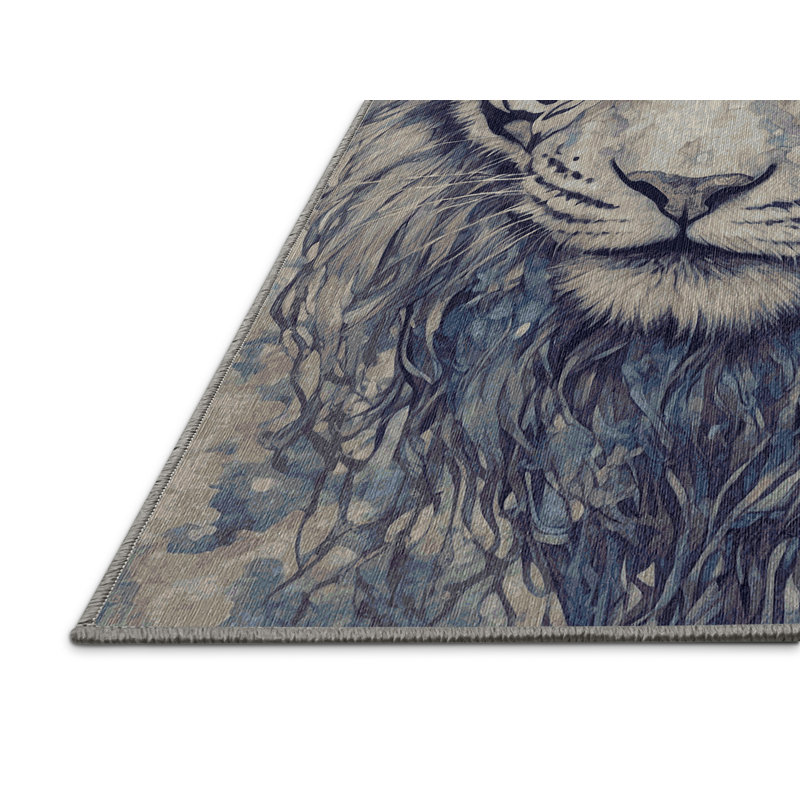 Machine Washable Gray Area Rug, Rectangle 5' x 7'