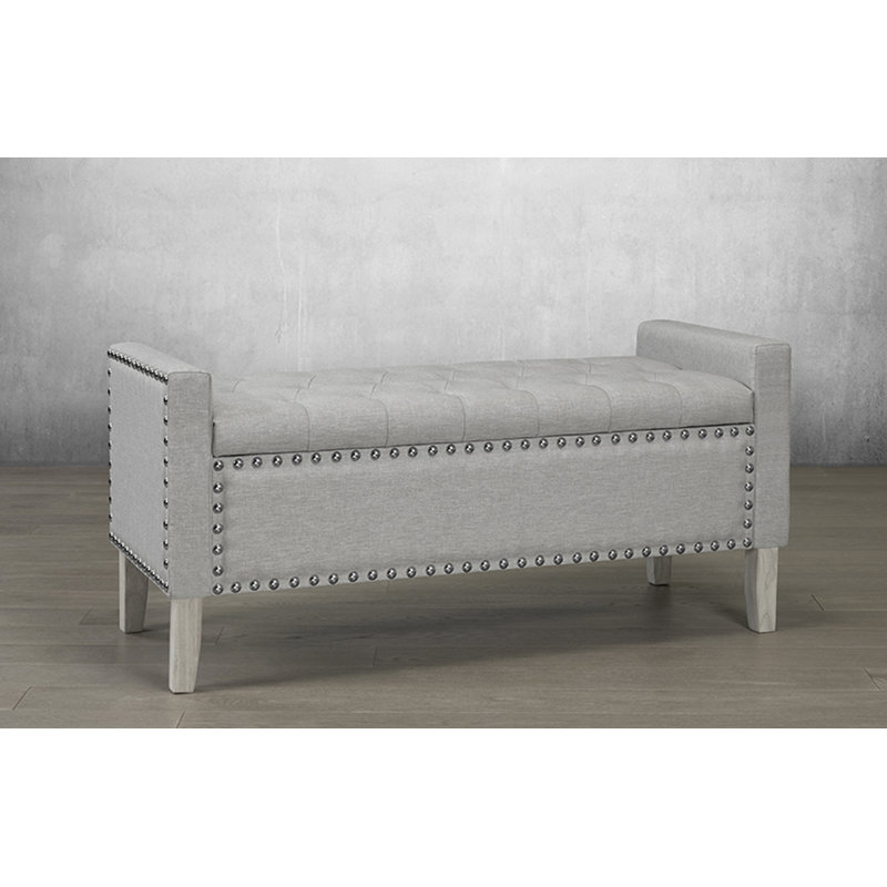 Banc de rangement rembourré Kingsley, Argent