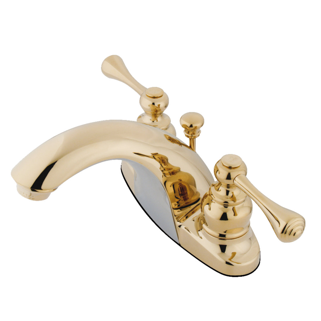 Kingston Brass English Country Two-Handle 3-Hole Deck Mount 4" Centerset Bathroom Faucet with Plastic Pop-Up Kingston Brass 