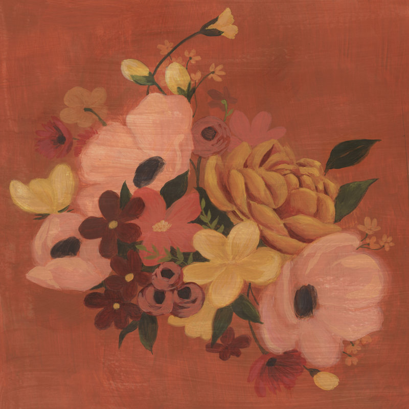 Burnt Orange Bouquet I by Grace Popp - Wrapped Canvas Painting, 51cm H x 51cm W