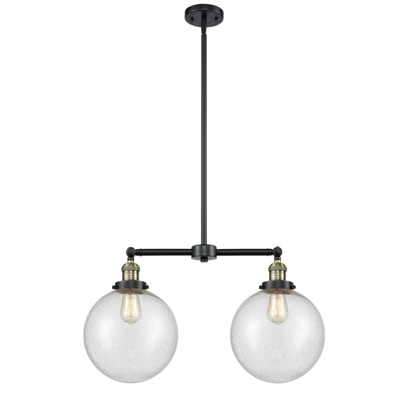 Lustre unique à 2 lumières Clermont, Ampoule DEL 6 watts Vinage, Laiton antique noir