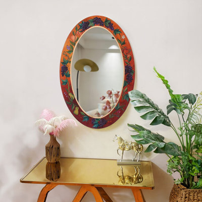 Oval Faux Leather Wall Mirrors
