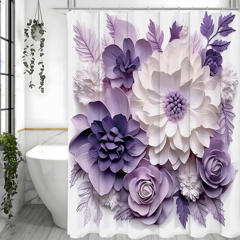 Floral Shower Curtains with Hooks Included