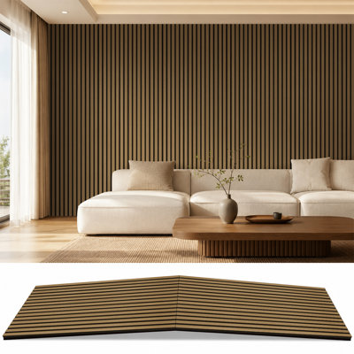 Panneaux muraux acoustiques à lattes de bois 94,5 po x 23,6 po, panneaux muraux en bois à lattes 3D