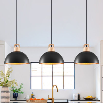 Luminaire suspendu en forme de dôme à 3 lumières de 11,81 po pour îlot de cuisine moderne 