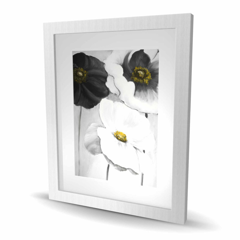 Assortiment de fleurs blanches - décor de salle de bain floral imprimé, Argent argent, H 20 po x l 16 po