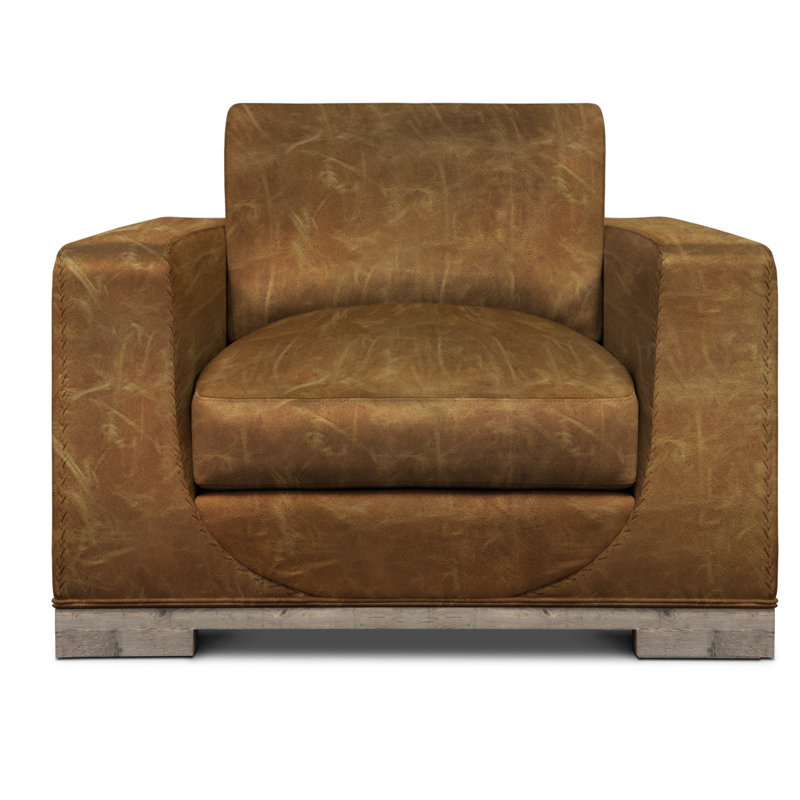 Fauteuil en cuir véritable et demi Cassidy, Châtaignier (cartier), Muscade