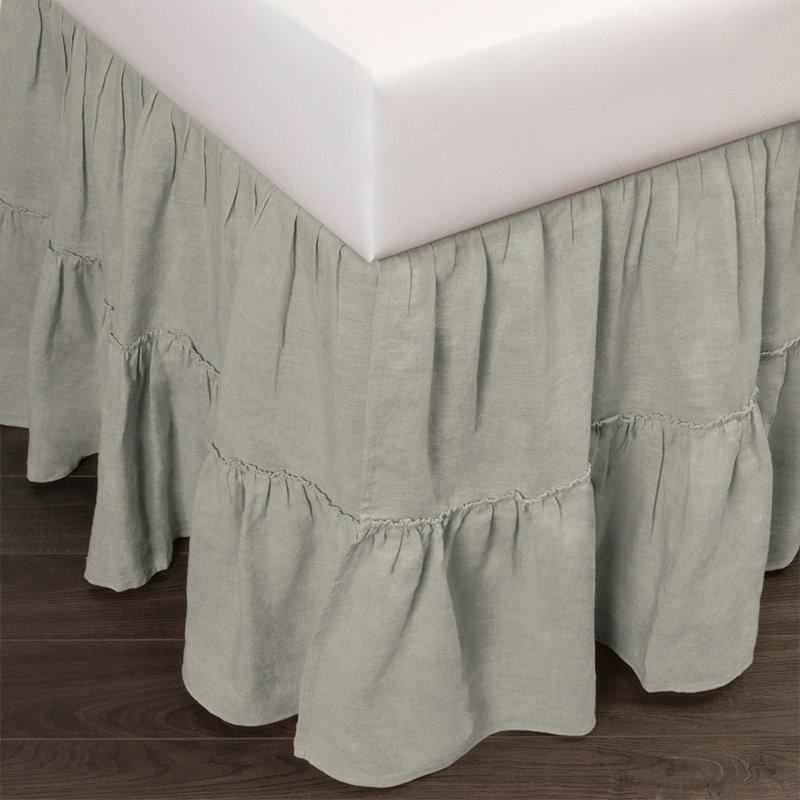 Cappa Linen Pleated Bed Skirt, King, Beige