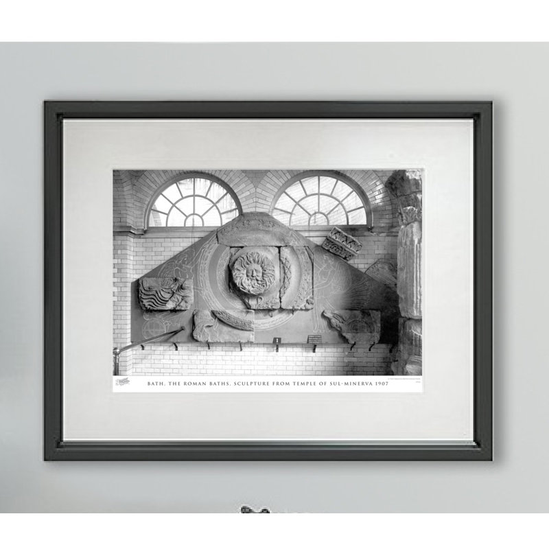 Bath, The Roman Baths, Sculpture From Temple Of Sul-Minerva 1907 - Single Picture Frame Print, 40cm H X 50cm W x 2cm D