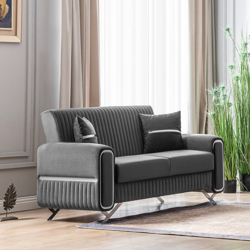  Causeuse convertible Robison de 67 po avec rangement, petit canapé pour petits espaces, salon, appartement, bureau, coussin de siège ferme