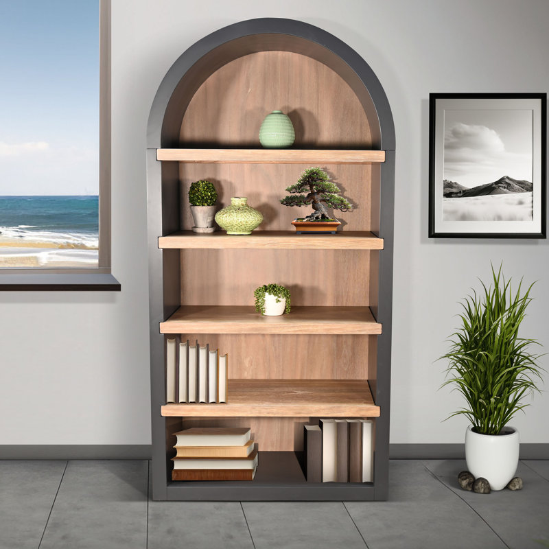 Fason Arched Wooden Bookcase, Black Magic