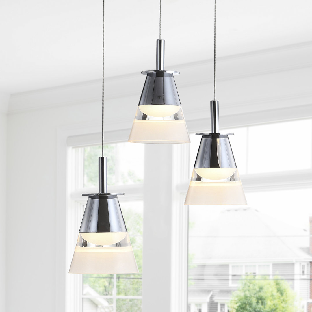 Bhondave 3 - Light Chrome/White LED Cluster Pendant Orren Ellis