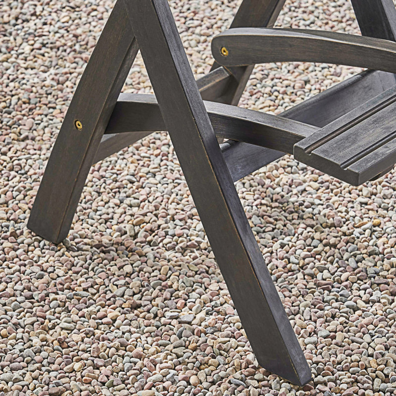 Tabourets de bar pliants d'extérieur 41,75 po en bois d'acacia avec dossier et siège en rotin PE, finition gris foncé (ensemble de 2)