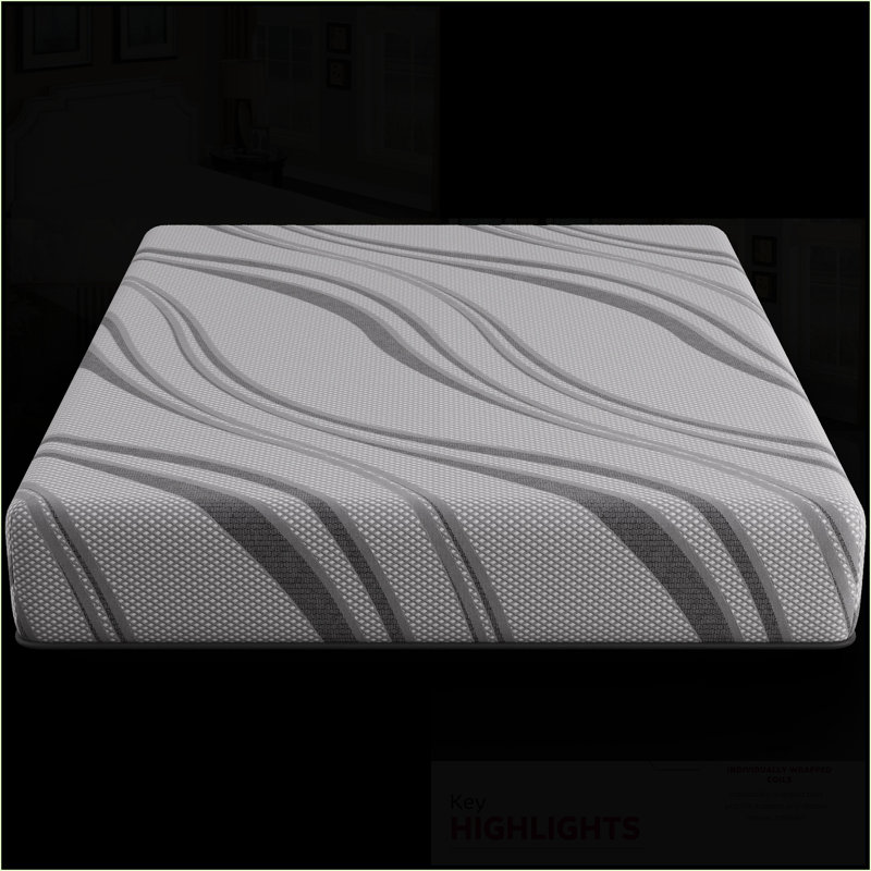 Mattresses | 10” Medium Feel Gel Memory Foam Ultra Cooling Mattress, Greenguard Gold, Made in USA | Twin | Gray, Twin, 8"