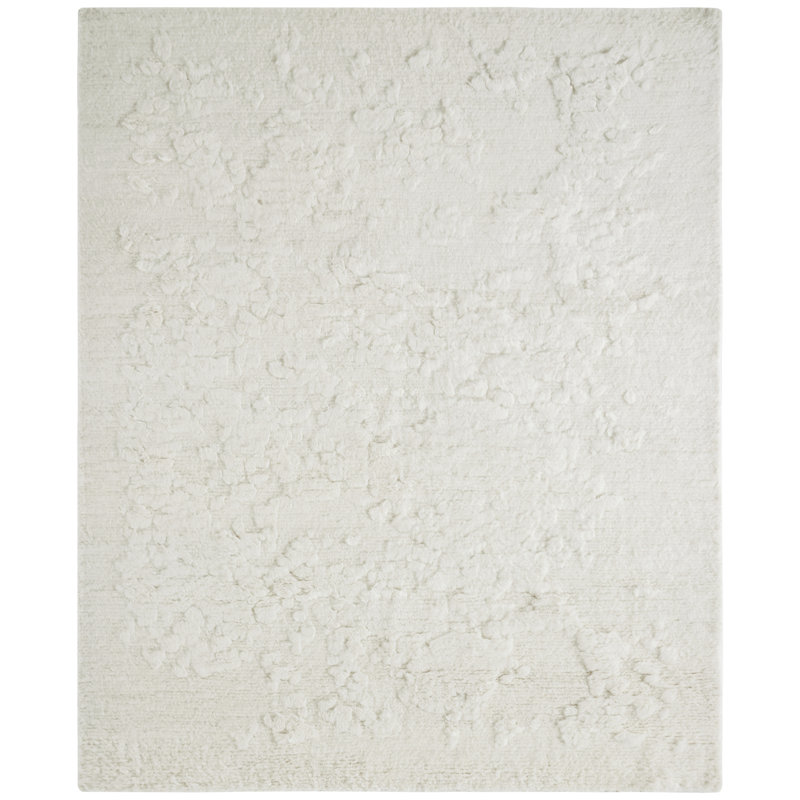 Tapis blanc / crème en laine noué à la main Cloudscape, Rectangulaire 3 pi x 5 pi
