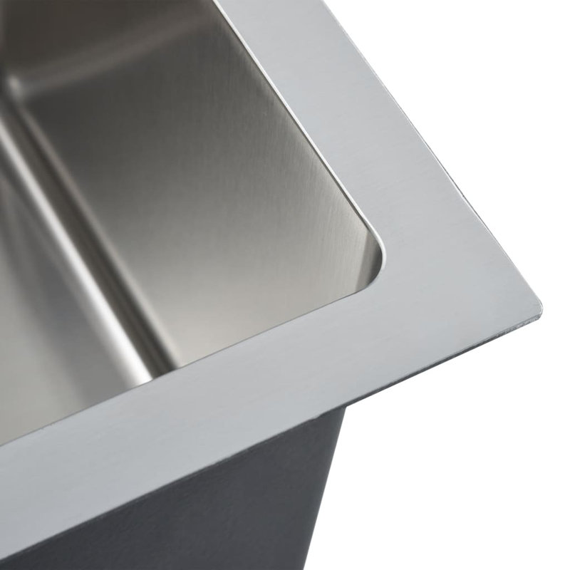 VidaXL Kitchen Sink Undermount Sink with Strainer Stainless Steel Sink Square, Silver