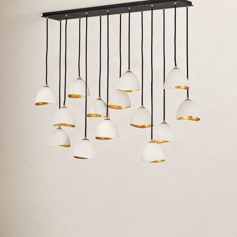 Cotter 14 - Light Dimmable Geometric Chandelier, Shell White