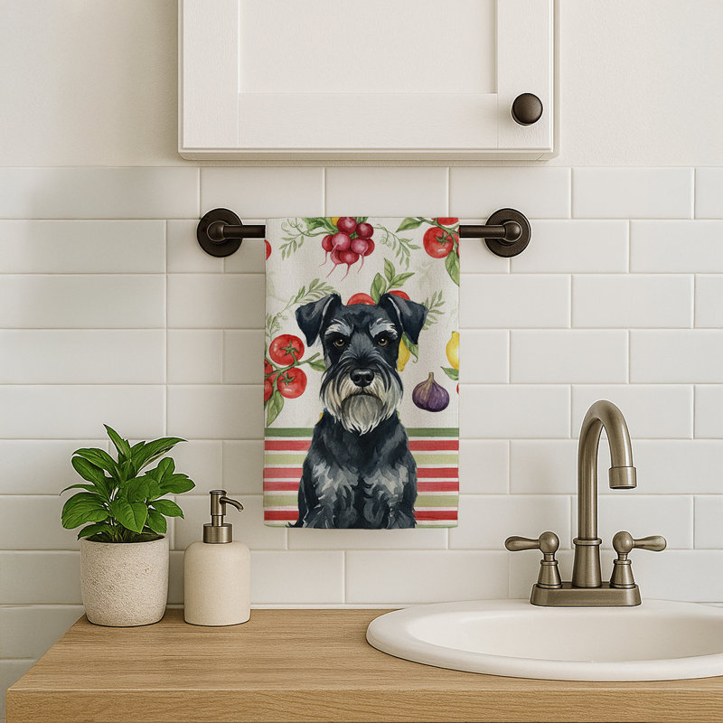 Standard Schnauzer Vegetables Kitchen Towel, Standard Schnauzer
