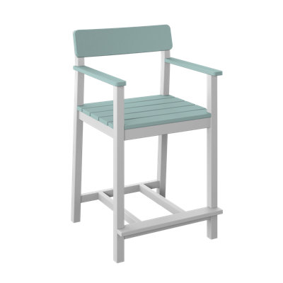  Chaise de salle à manger Club «Hauteur du comptoir». Sauge et blanc