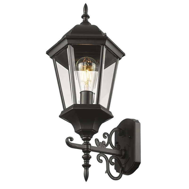Lanterne murale d'extérieur H 23,5 po Howa, Noir mat, Verre biseauté transparent