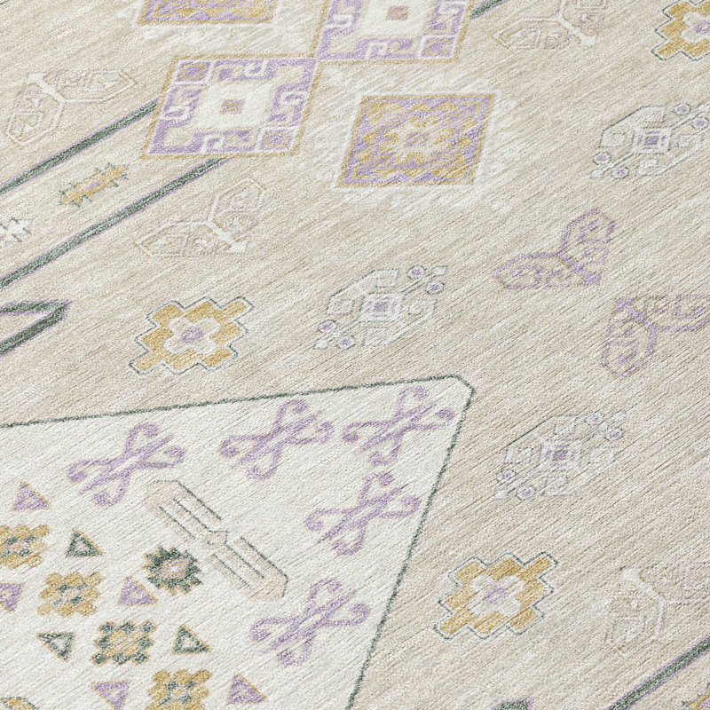 Tapis lavable à la machine intérieur / extérieur ACN2565, Lavande, 10 pi x 14 pi