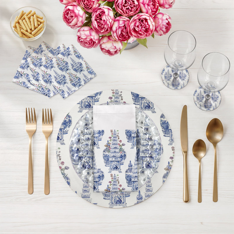 Serviettes de table en satin de coton Royal Delft
