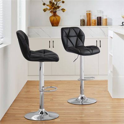 Adjustable Modern PU Leather Swivel Bar Stools with Backrest by Yaheetech