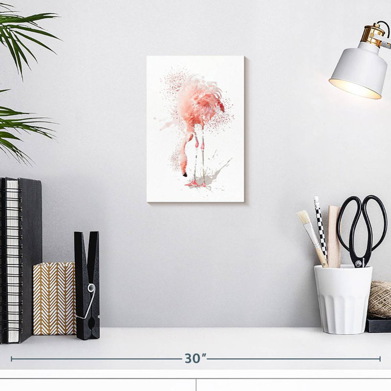 Brampt accroupi à l'aquarelle Flamingo, H 12 po x l 8 po