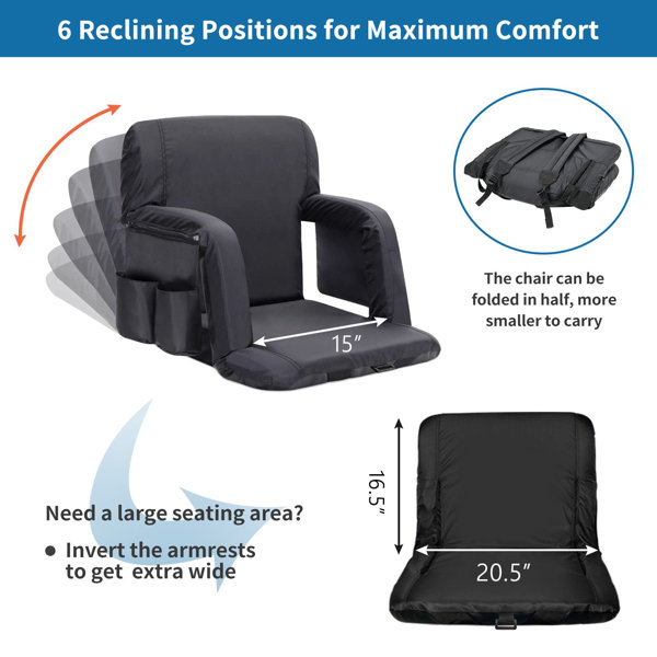 Latitude Run® Jaisigh Benches Portable Reclining Stadium Seats, Stadium  Chair with Padded Cushion and Armrest Support, Stadium Seats for Bleachers  with Back Support & Reviews