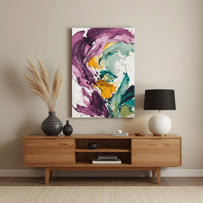 Aquarelle abstraite 72, art mural en métal beige, H 14 po x l 11 po