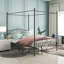 Structure de lit à baldaquin en métal avec tête et pied de lit de style rétro, assemblage facile avec toutes les pièces incluses, grand noir
