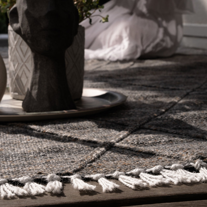Dakar Uni Hand Woven Area Rug, Rectangle 200 x 290cm, Anthracite