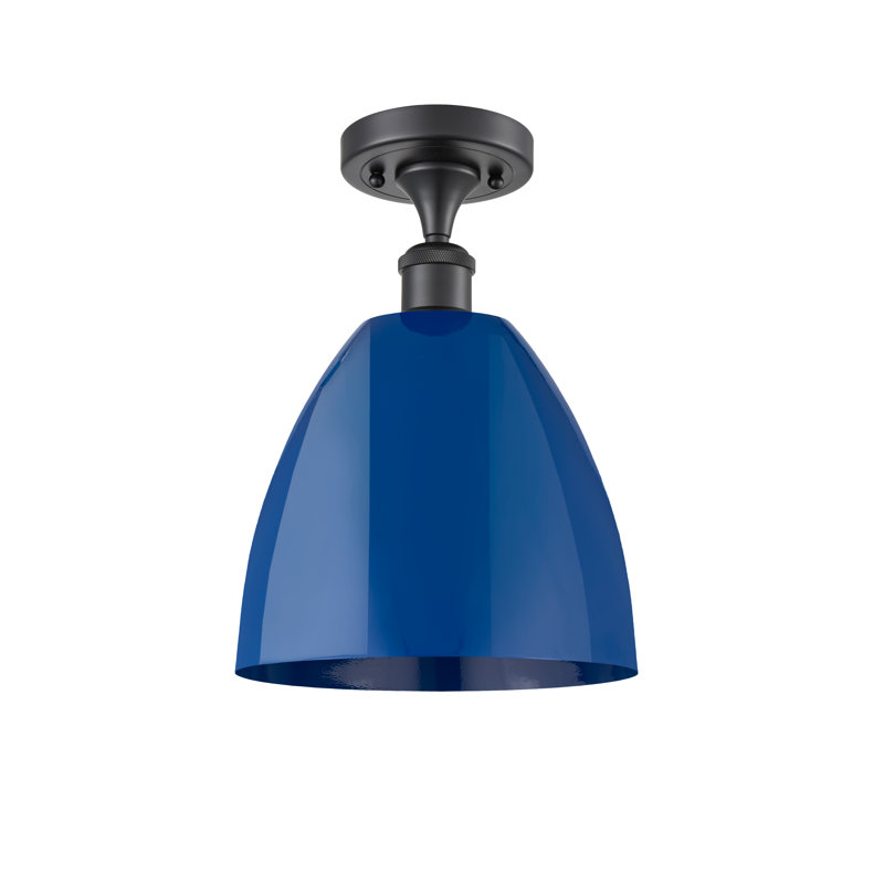 Crompond Semi Flush Mount, Blue, Matte Black