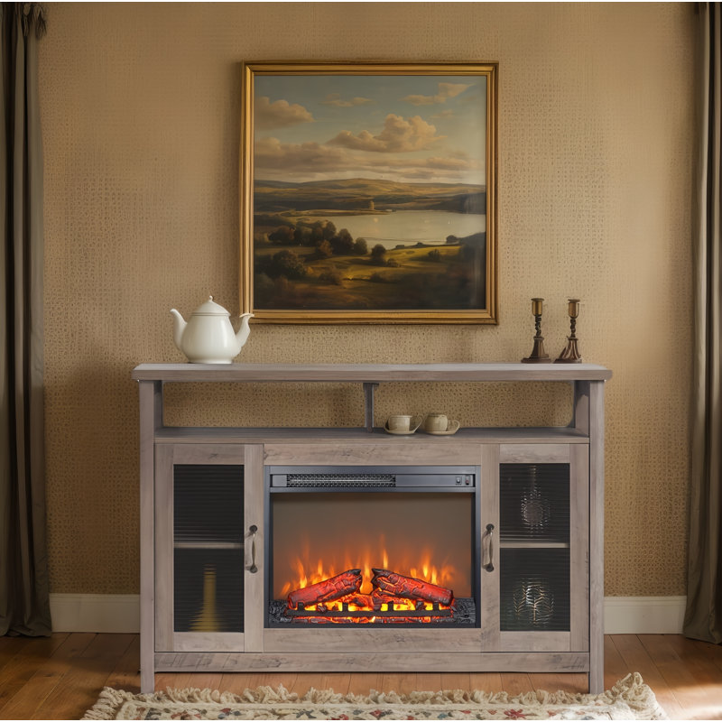23 Inch Electric Fireplace Insert Heater With Log Set & Realistic Flame, Overheating Protection Without Control