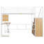 Lit mezzanine en métal avec poste de travail intégré, garde-robe, escalier de rangement et DEL-1226174820
