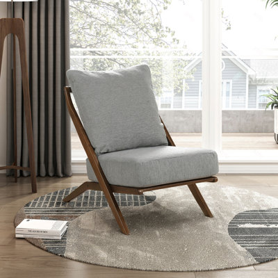 Fauteuil d'appoint en chenille, coussin en mousse, structure en bois d'hévéa massif, marron, pour salon ou chambre (1 pièce)